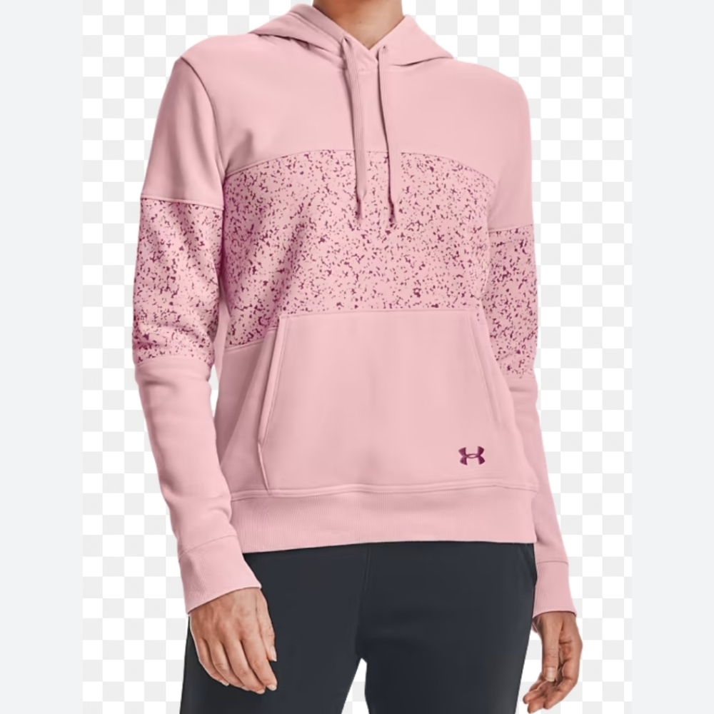 Under Armour Rival Fleece Blocked Loose Fit Pink Women's sz Small Hoodie Top